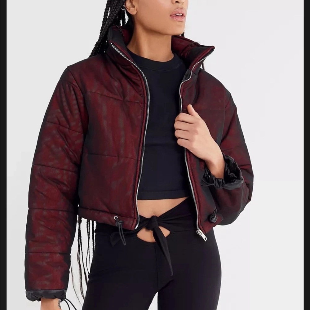 I.AM.GIA road warrior burgundy cropped Puffer Jacket
